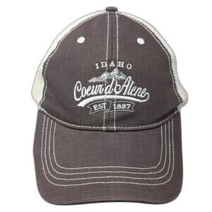 Idaho Coeur D'Alene Est. 1887 Snapback Trucker Hat Gray OS Prairie Mountain